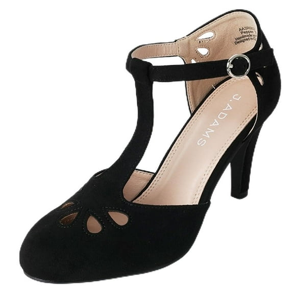 J. Adams Pepper Mary Janes - Cutout Kitten Heel Retro T Strap Pumps
