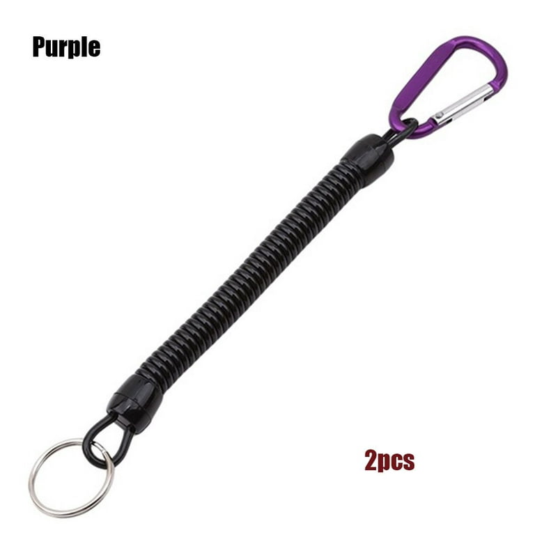 2pcs Retractable Spring Elastic Rope Security Retractable Anti-Lost Keychain  Carabiner Bag Accessory