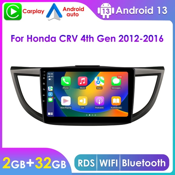 Hizpo 10.1" Touch Screen Android 13 Bluetooth Apple CarPlay Wifi AUX Car Stereo Radio Head Unit Multimedia GPS Navigation Player For Honda CR-V CRV 2012 2013 2014 2015 2016