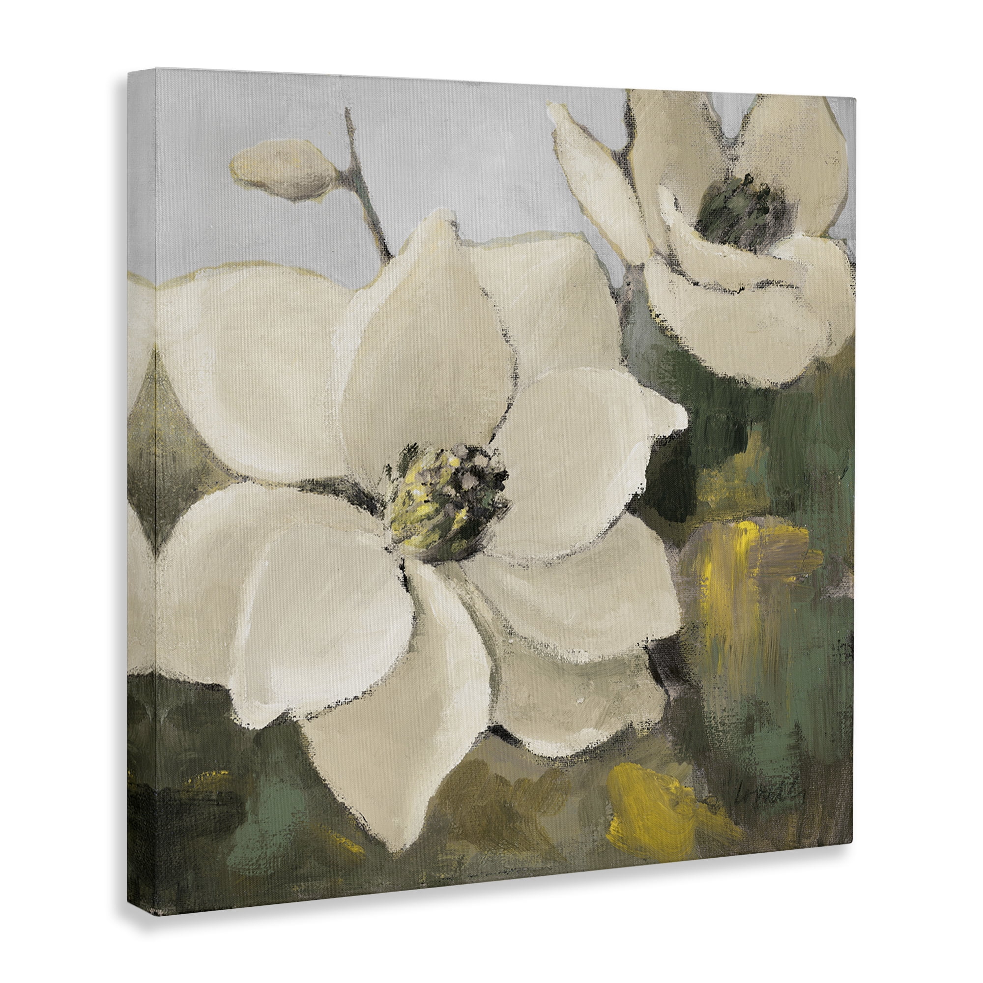 Stupell Industries Two Magnolia Blossoms Botanical & Floral Painting Gallery Wrapped Canvas Art Print Wall Art, 36 x 36