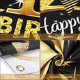 thumbnail image 5 of Decoraciones para fiesta de cumpleaños, cartel con Logo de oro Ultra negro, pancarta de fondo para fotomatón de aniversario, 5 of 5