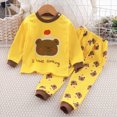 thumbnail image 2 of TOWED22 Toddler Girls Boys Fall Winter Outfits Embroidery Long Sleeve Sweatshirt Tops and Striped Pants Sets 2pcs Fall Winter Clothes Clothing Set(Yellow,3-4 Y), 2 of 4