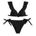 thumbnail image 2 of BONIXOOM Two Piece Swimsuit For Women Wire-Free Tie Solid Bikinis Bikini Summer Swimwears on Clearance Black Size 6, 2 of 8