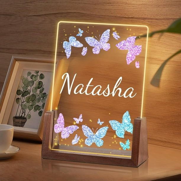 Luz de noche de mariposa personalizada para niñas, regalos de