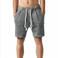 thumbnail image 2 of Heavyweight Knitted Shorts for Men Summer Casual Elastic Waist Jacquard Straight Leg Shorts with Pockets, 2 of 5