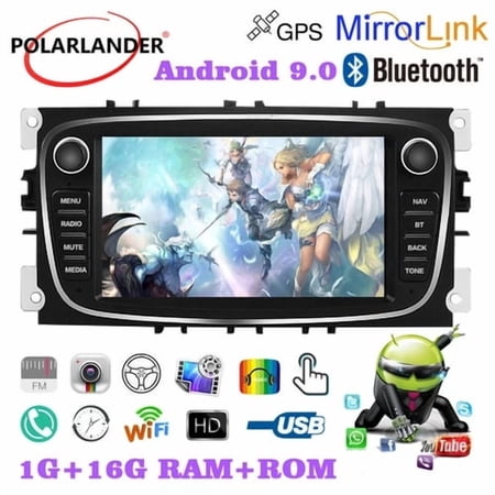 7 in 2 Din Touch Screen Bluetooth Android 9.0 Car Radio GPS MP5 Player For Ford Focus SMax Car Stereo Car Audio