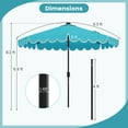 thumbnail image 3 of Costway 9.3 FT Solar Patio Umbrella Outdoor Market Sunshade with 24 LED Lights Ruffles Turquoise, 3 of 10