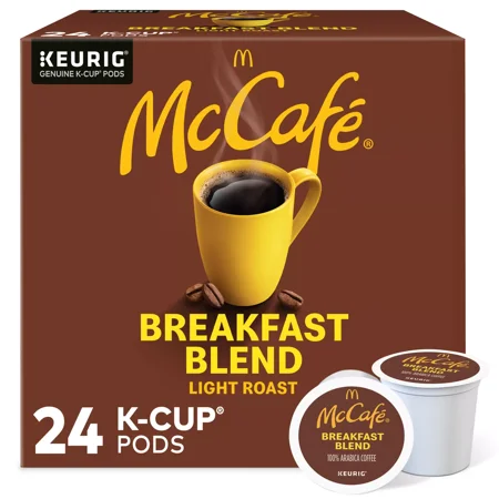 Breakfast Blend Coffee, K-Cup Pods, Light Roast, 24 Count (Free Shipping)