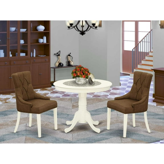 East West Furniture Dining Room Set Linen White, ANFR3-LWH-18