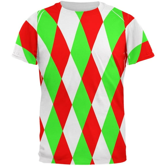 Christmas Jester Harlequin Costume All Over Mens T Shirt Multi X-LG