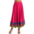 thumbnail image 2 of iiniim Womens Long Full Circle Folklorico Dance Skirts Spanish Bull Folkloric Mexican Flamenco Performance Hot Pink 87cm L, 2 of 7