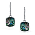 thumbnail image 2 of Bling Jewelry Womens  Iridescent Abalone Shell Square Teardrop Dangle Earrings Silver, 2 of 5