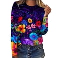 thumbnail image 2 of Pntutb - Camiseta holgada con estampado de moda para mujer, blusa de manga larga, cuello redondo, tops casuales Pntutb Pntutb-6830, 2 of 5