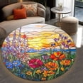 thumbnail image 4 of Circle Area Rug, Wildflowers2 Washable Non-Slip Floor Carpet, Soft Rug for Living Room Bedroom Decor 71 Inch, 4 of 6