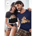 thumbnail image 1 of Men 1pc Cartoon Graphic Sleep Tee & 1pc Plaid Print Shorts, 1 of 4