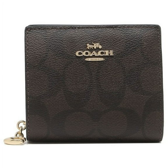 Coach Women's Snap Wallet In Signature Canvas (Brown / Black)