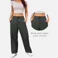 thumbnail image 4 of AherBiu Juniors Cargo Pants for Women Elastic Waisted Straight Leg Hiking Casual Loose Fitted Work Cargos with Multi Pockets(Medium,Gray), 4 of 6