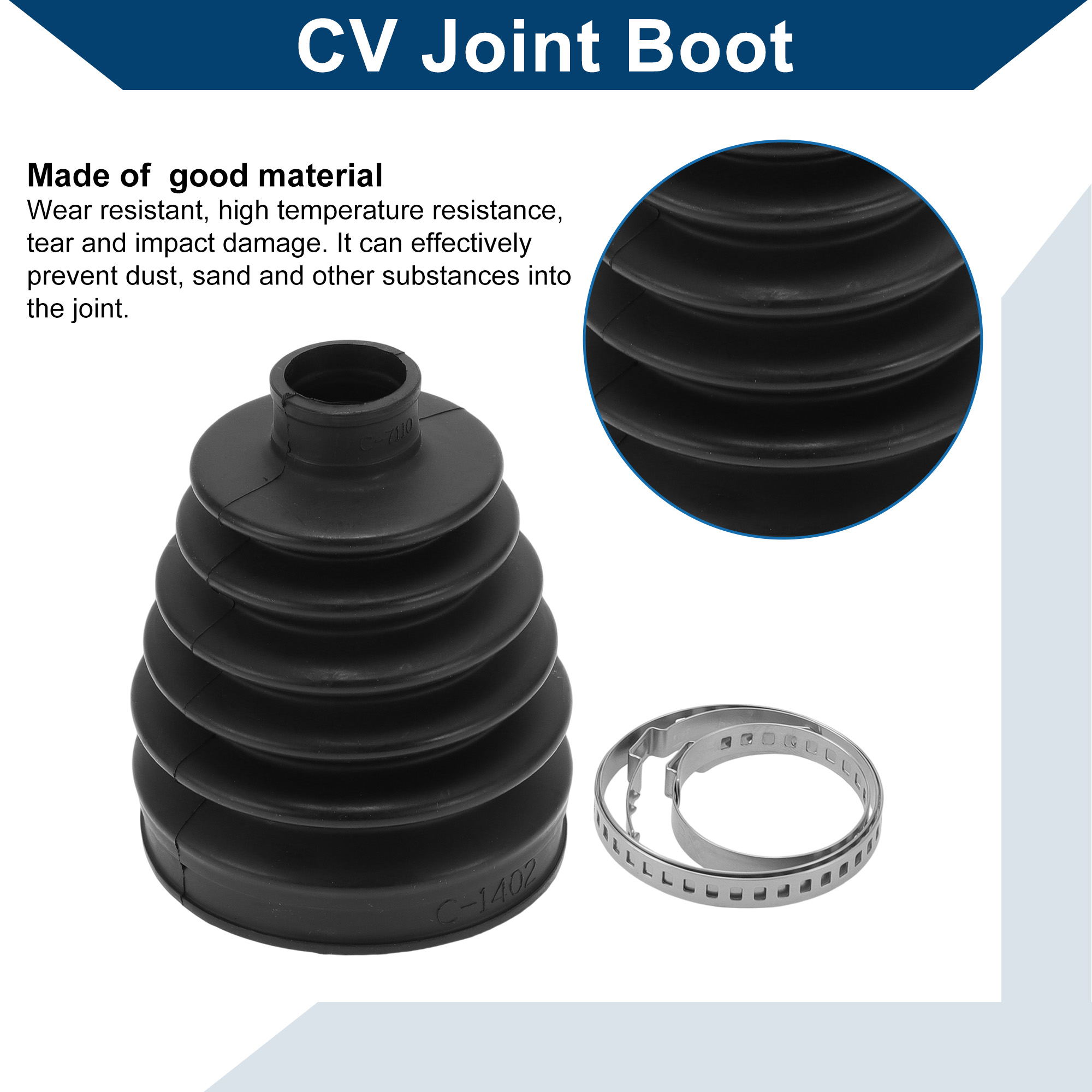 Unique Bargains No.8K0407285E CV Joint Boot Kit W/ Clamps for