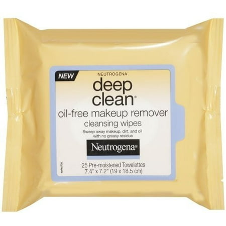 Neutrogena Deep Clean Oil Free Makeup Remover Cleansing Wipes, 25 Count