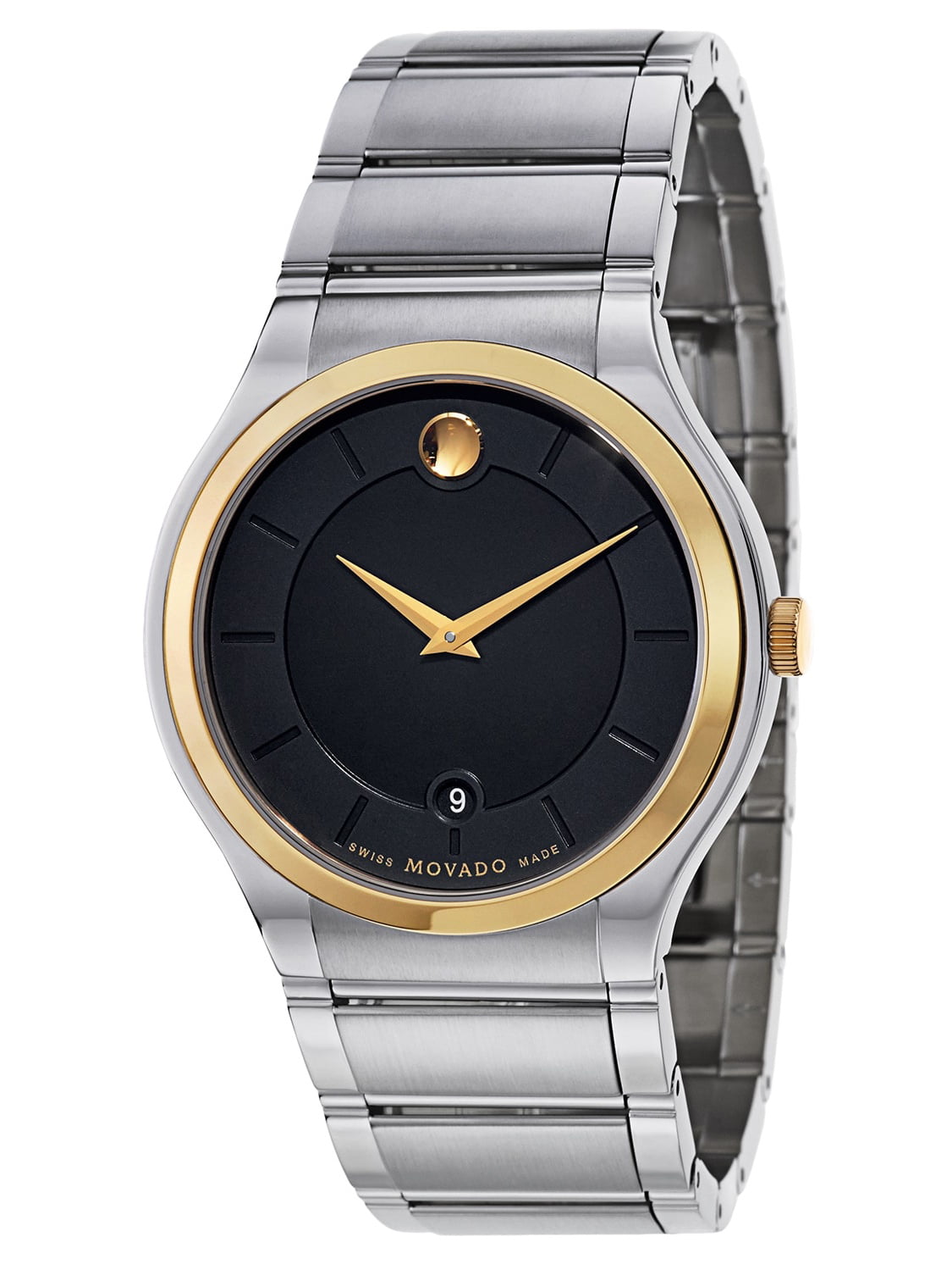 Movado - Movado Men's Quadro Two-tone Stainless Steel Black Dial Watch Stainless Steel Movado Watch Men