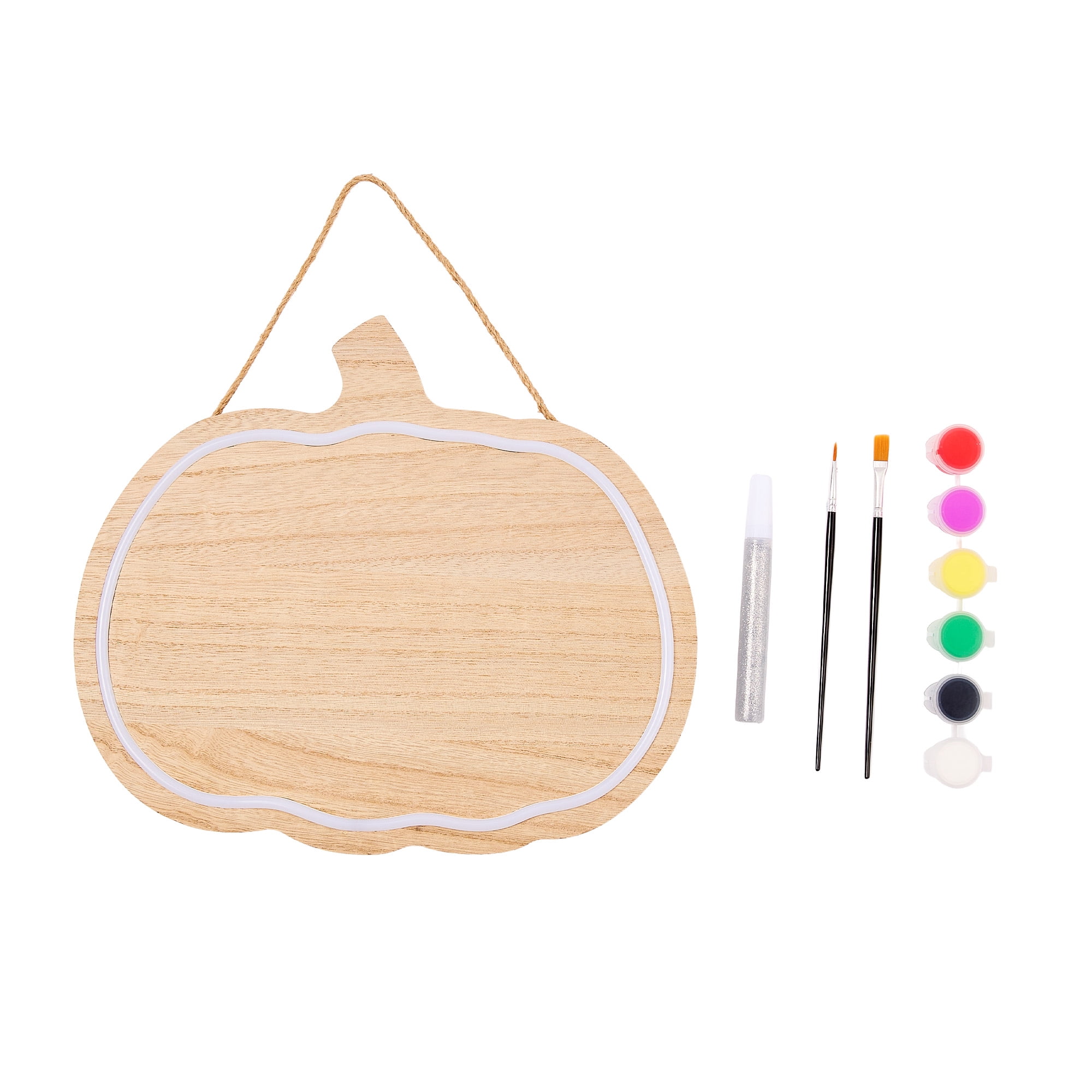 Hello Hobby Pumpkin LED Plaque, Unfinished Wood Surface, H 10" x W 11.5" x D 0.59"