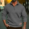 thumbnail image 2 of Xzbqbs Mens Quarter Zip Pullover Mock Neck Quilted Sweatshirt Casual Long Sleeve Polo Sweater Fashion Lightweight Sweatshirts, 2 of 8