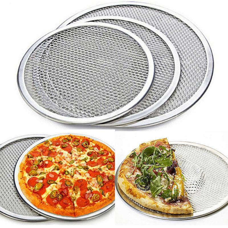Nonstick Aluminium Pizza Baking Tray 16" Flat Screen Wire Mesh Food Crisper 