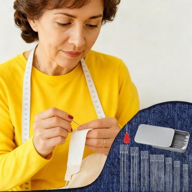Hand Sewing Needle Blunt-Tipped Hand Sewing Needle Set with Large Eye 1 Set Knitting and Sweater Repair Tool for Embroidery Thread Rkxzt