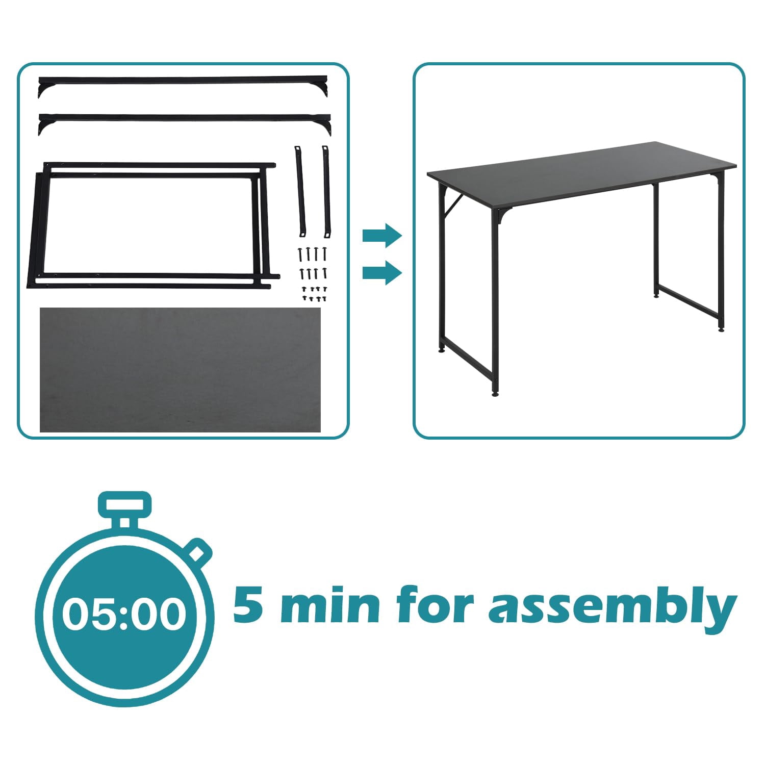 YRLLENSDAN 19.7×47 Computer Desk for Two Monitors Study Desk Writing Desk Office Desk Study Table for Adult Work Desk for Home Simple Industrial Desk,Black