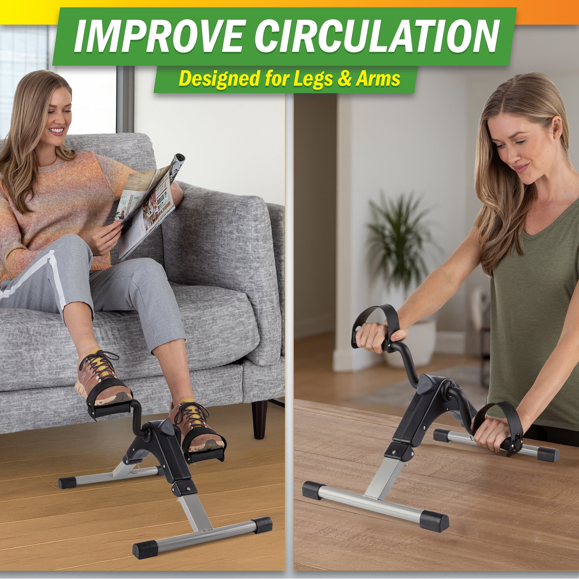 Wakeman Fitness Under Desk Bike Pedal Exerciser with Calorie Tracker and Adjustable Resistance