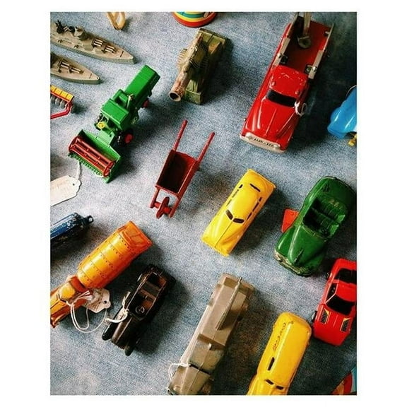 Yosemite Home Decor 'Playful Collectibles' Glass/Wood Photo in Multi-Color