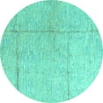 thumbnail image 1 of Ahgly Company Indoor Round Abstract Turquoise Blue Modern Area Rugs, 5' Round, 1 of 4
