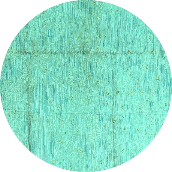 Ahgly Company Indoor Round Abstract Turquoise Blue Modern Area Rugs, 5' Round
