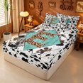 thumbnail image 2 of meiyoeat Leopard Cow Print Initial E Zipper Full Size Comforter Sets with Fitted Sheet and 2 Pillowcases For Boys,Rustic Farmhouse Style Zipper Bedding Set,Black Reversible,4 Pieces, 2 of 7