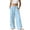 Blue*, variant on RUTAYY Women's Wide Leg Pants Elastic Waist Drawstring Solid Color Side Pockets Comfort Casual Bottoms Grey