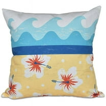 Simply Daisy 16" x 16" Surf and Sea Floral Print Pillow