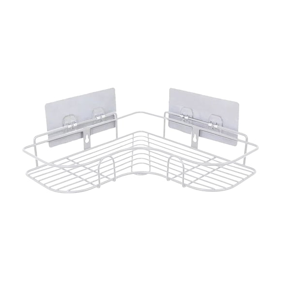 Stainless Steel No Drill Wall Mounted Corner Shower Shelf Bathroom Storage Organizer with Hooks Space Saving Fast Drain Rack