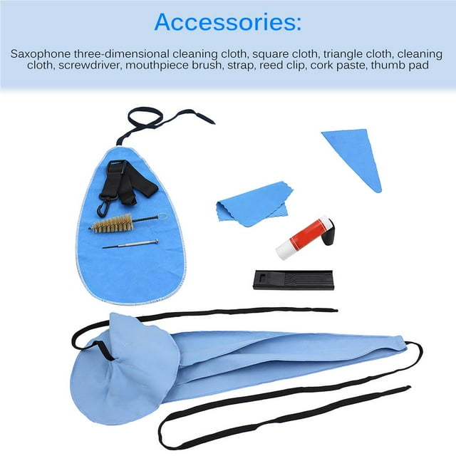 10pcs Saxophone Clean Kits Functional Sax Clean Kits Set Effective Cotton Sax Cork Cleaning Brush Soft Sax Cork Brush Screwdriver for Indoor Home Cleaning
