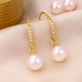 thumbnail image 3 of Estele Pendientes Colgantes De Perlas De Latón Y Zinc Chapados En Oro De 24 Quilates Con Cristal Austriaco Para Mujer, 3 of 5