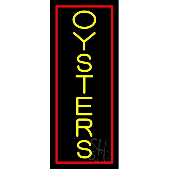 Vertical Oyster LED Neon Sign 32" Tall x 13" Wide - inches Black Square Cut Acrylic Backing, with Dimmer - Premium built indoor Sign for Club, Home décor, Event, Workshop, Storefront.