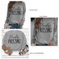 thumbnail image 4 of Jersey de manga larga con cuello redondo, sudadera holgada informal de fibra de poliéster de color sólido para mujer, gris M, 4 of 5