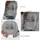 thumbnail image 4 of Jersey de manga larga con cuello redondo, sudadera holgada informal de fibra de poliéster de color sólido para mujer, gris S, 4 of 5