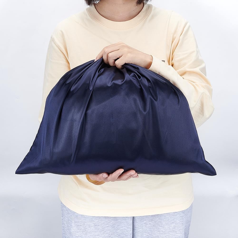 12 Pcs Dust Bags for Handbags 15.6×19.7 Inch Silk Storage Bags Portable Drawstring Pouch Cloth Travel Bags for Handbags Purses Shoes Boots Midnight Blue Blue