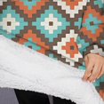 thumbnail image 3 of Oversized Wearable Blanket Hoodie,Multicolor Ethnic Geometric Pattern Sherpa Blanket Hoodie with Super Pockets,Super Warm Fuzzy Pullover for Women & Men, 3 of 6