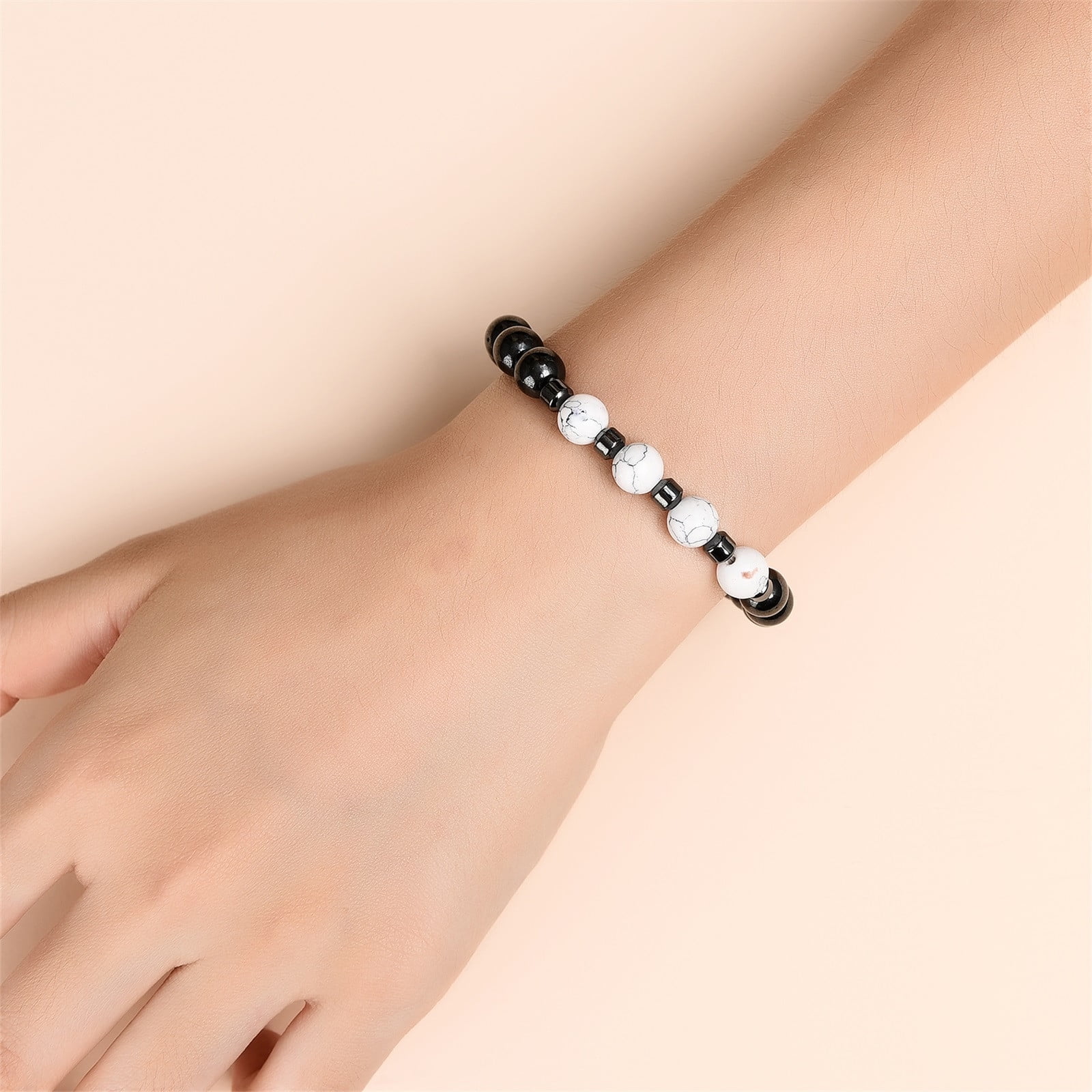 EQWLJWE Black Volcanic Stone Anxiety Bracelet Healing Crystals and