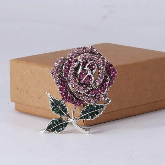 Vintage Orchid Rhinestone Brooch Women's Luxury Jewelry Accessories Banquet Pin