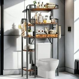 HODELY 3 Shelf Over The Toilet Bathroom Storage Organizer Space Saver with Towel Rack Black Walmart