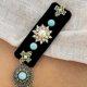 thumbnail image 4 of Black Velvet Hair Clip with Blue Turquoise Tassel Ethnic Style Women's Headwear Elegant Wedding Hair Accessories Ref: 4839, 4 of 5