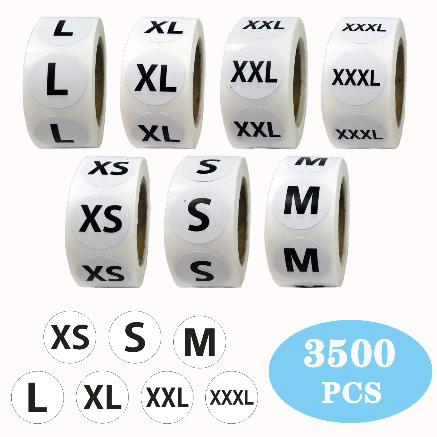 OBOSOE 3500 PCS Clothing Size Stickers Labels 7/8