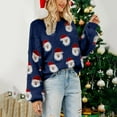 thumbnail image 4 of IROINNID Deals Pullover Sweater for Women Christmas Santa Claus Print Round-Neck Long Sleeve Warm Sweater Relaxed Fit Holiday Warm Pullover Tops,Dark Blue, 4 of 5